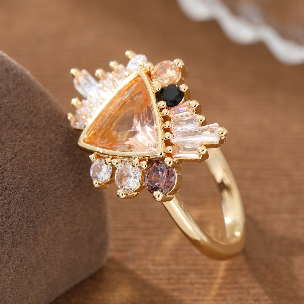 Geometric Triangle Gemstone Ring
