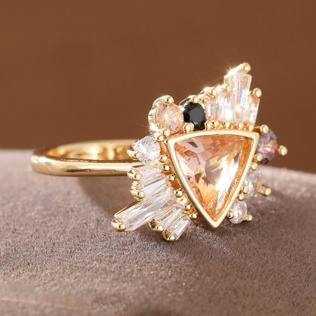 Geometric Triangle Gemstone Ring