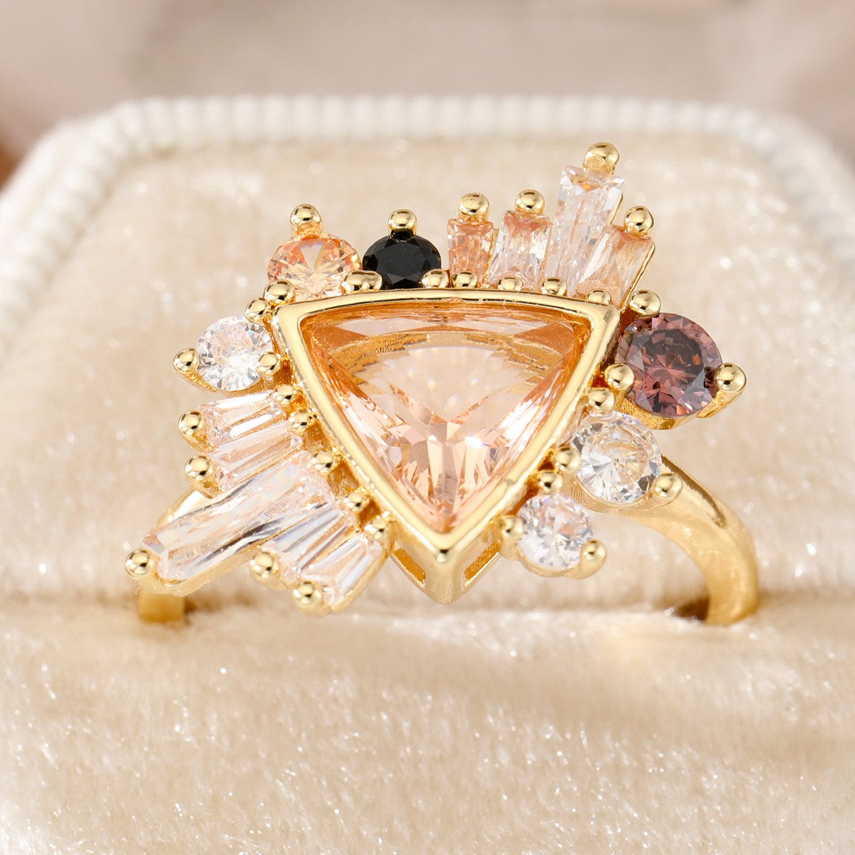 Geometric Triangle Gemstone Ring