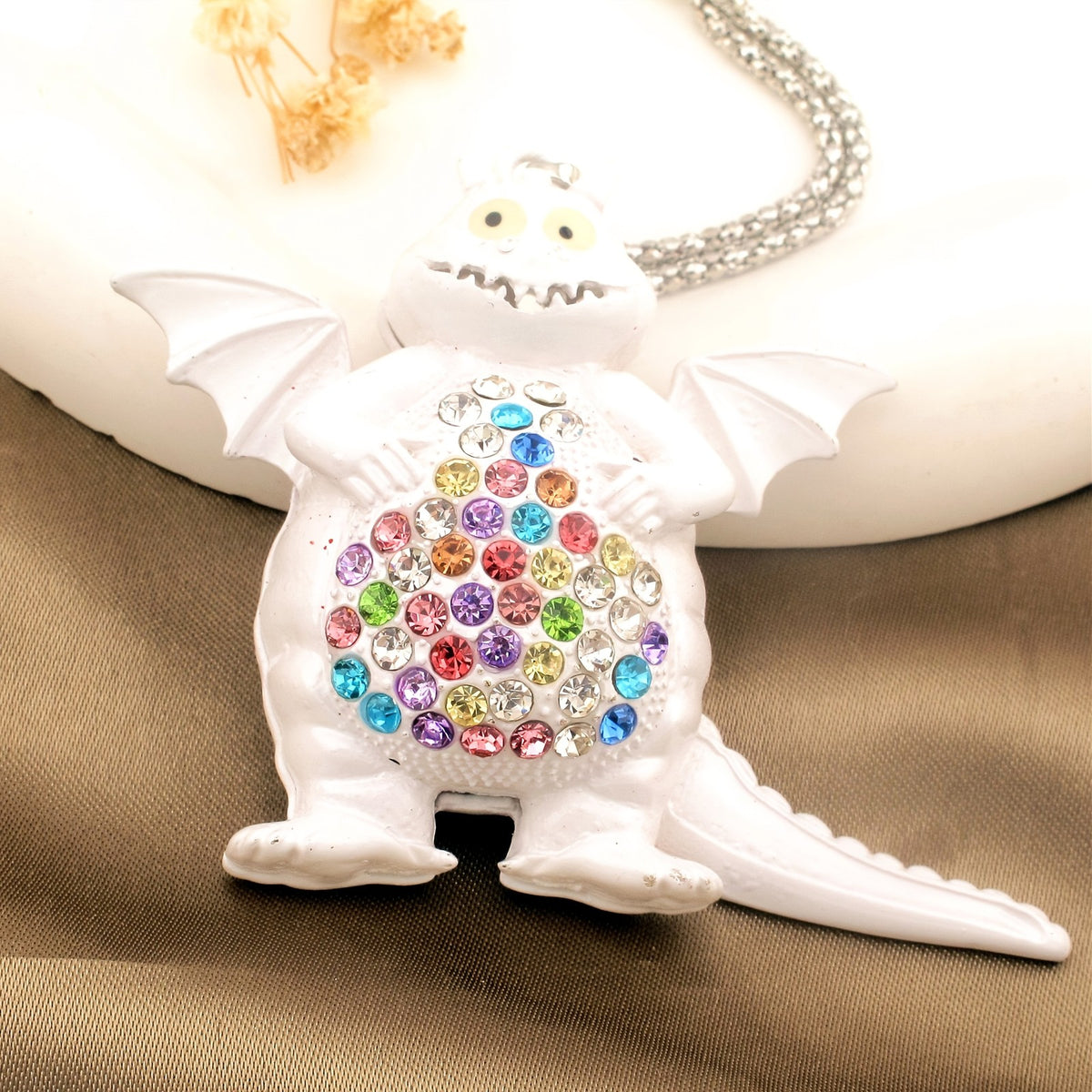 Whimsical Rainbow Dragon Necklace