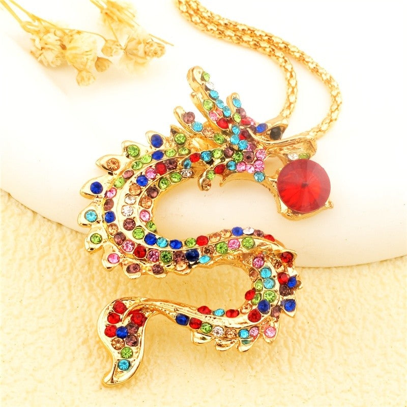 Rainbow Dragon Pendant Necklace