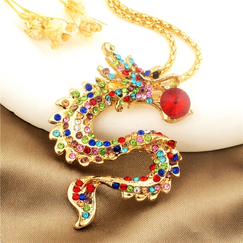 Rainbow Dragon Pendant Necklace