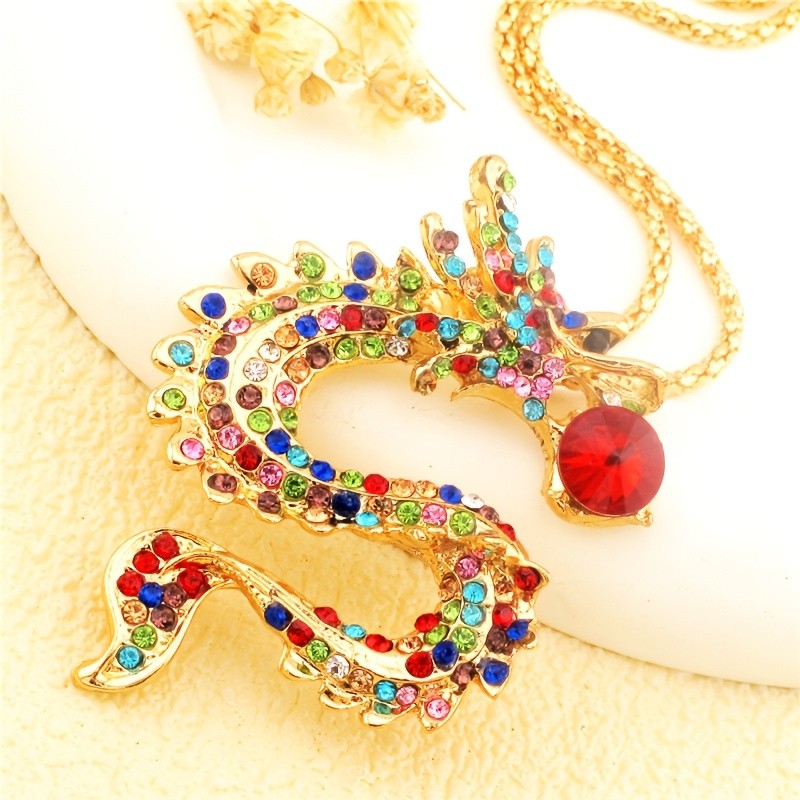 Rainbow Dragon Pendant Necklace