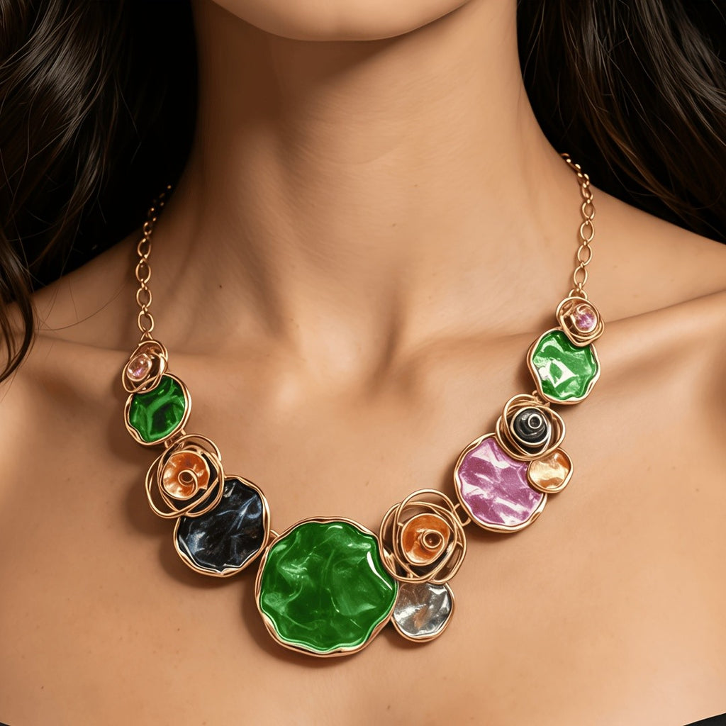 Whimsical Floral Gemstone Necklace