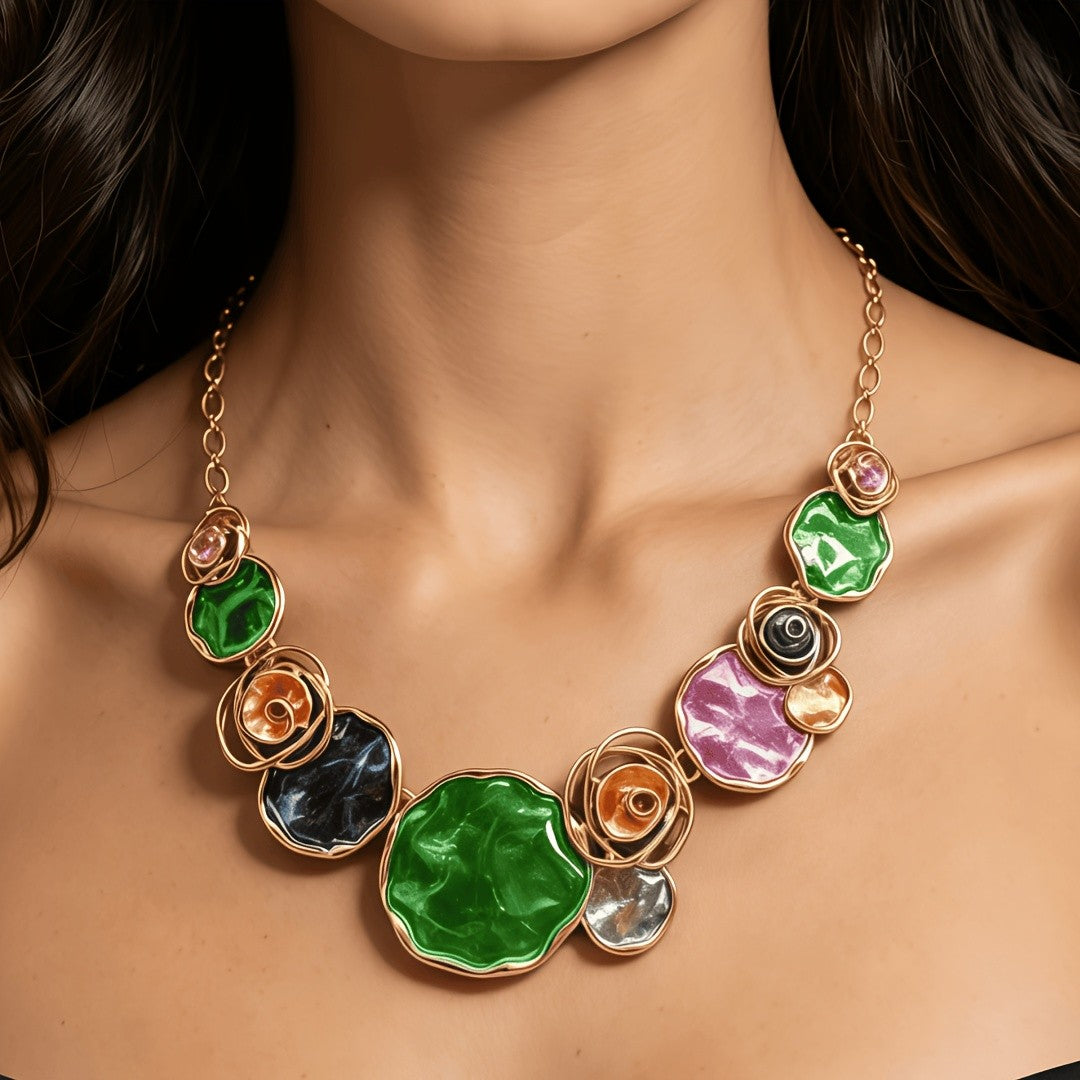 Whimsical Floral Gemstone Necklace