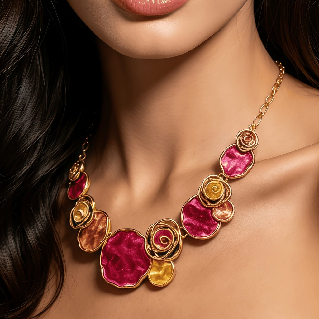 Whimsical Floral Gemstone Necklace