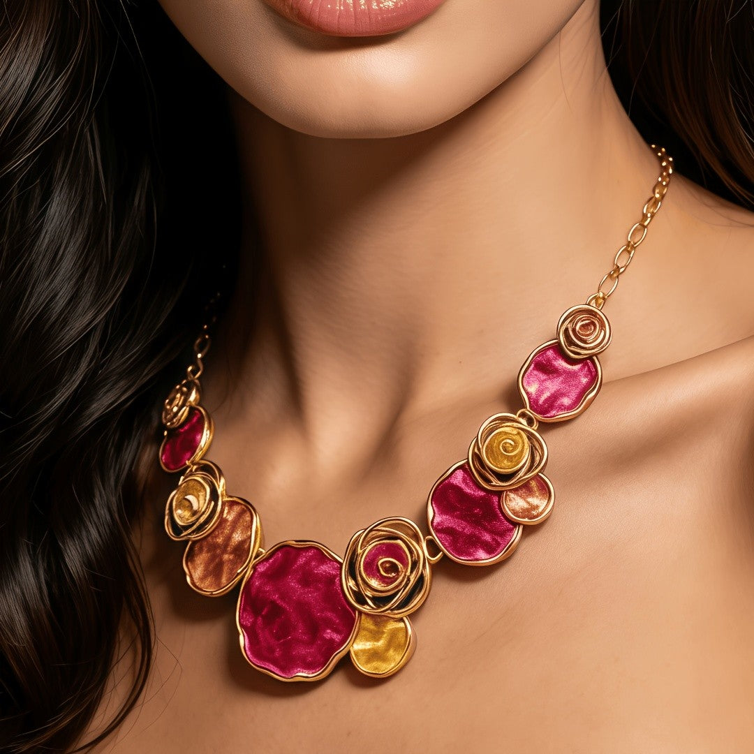 Whimsical Floral Gemstone Necklace