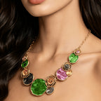 Whimsical Floral Gemstone Necklace