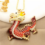 Regal Red Dragon Pendant Necklace