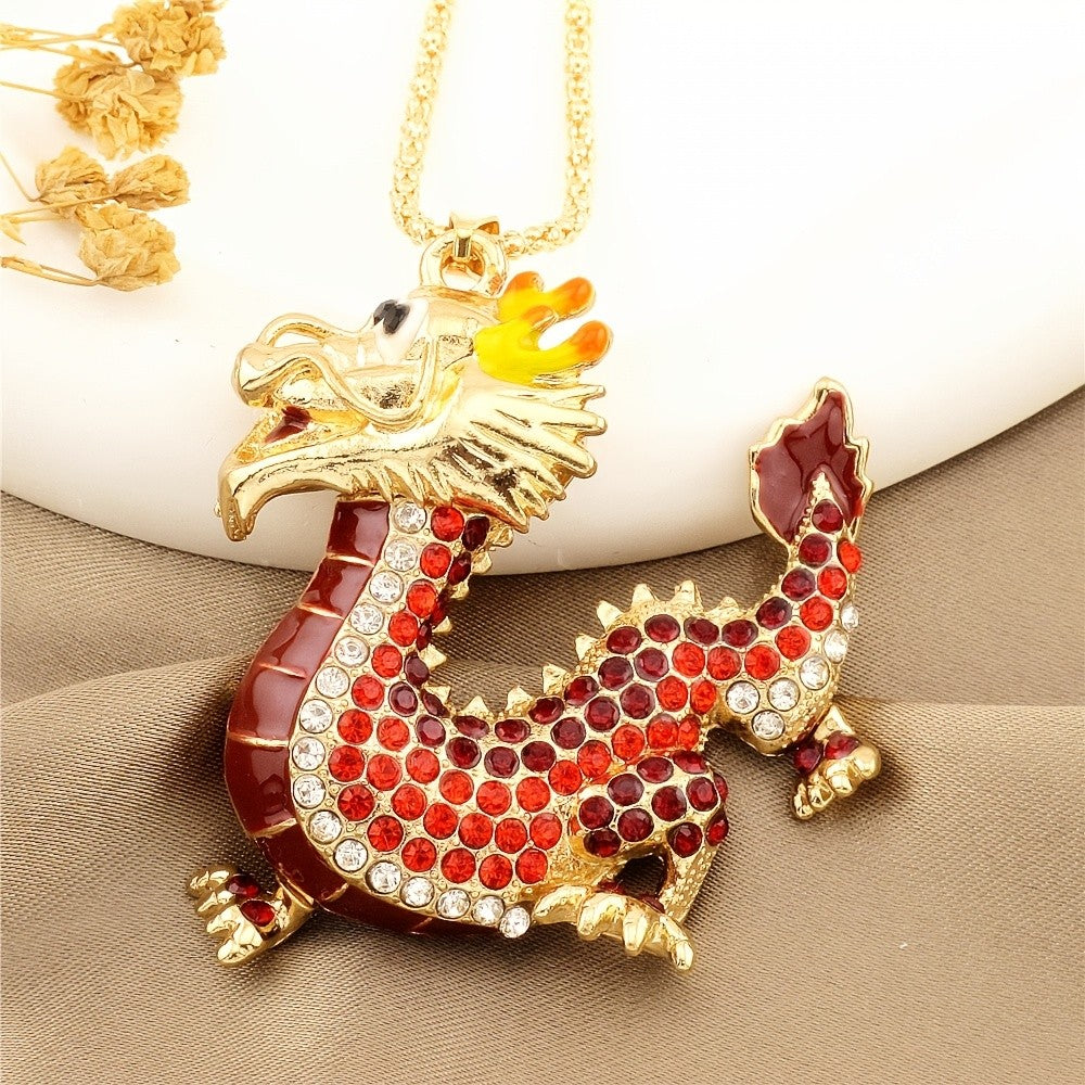 Regal Red Dragon Pendant Necklace