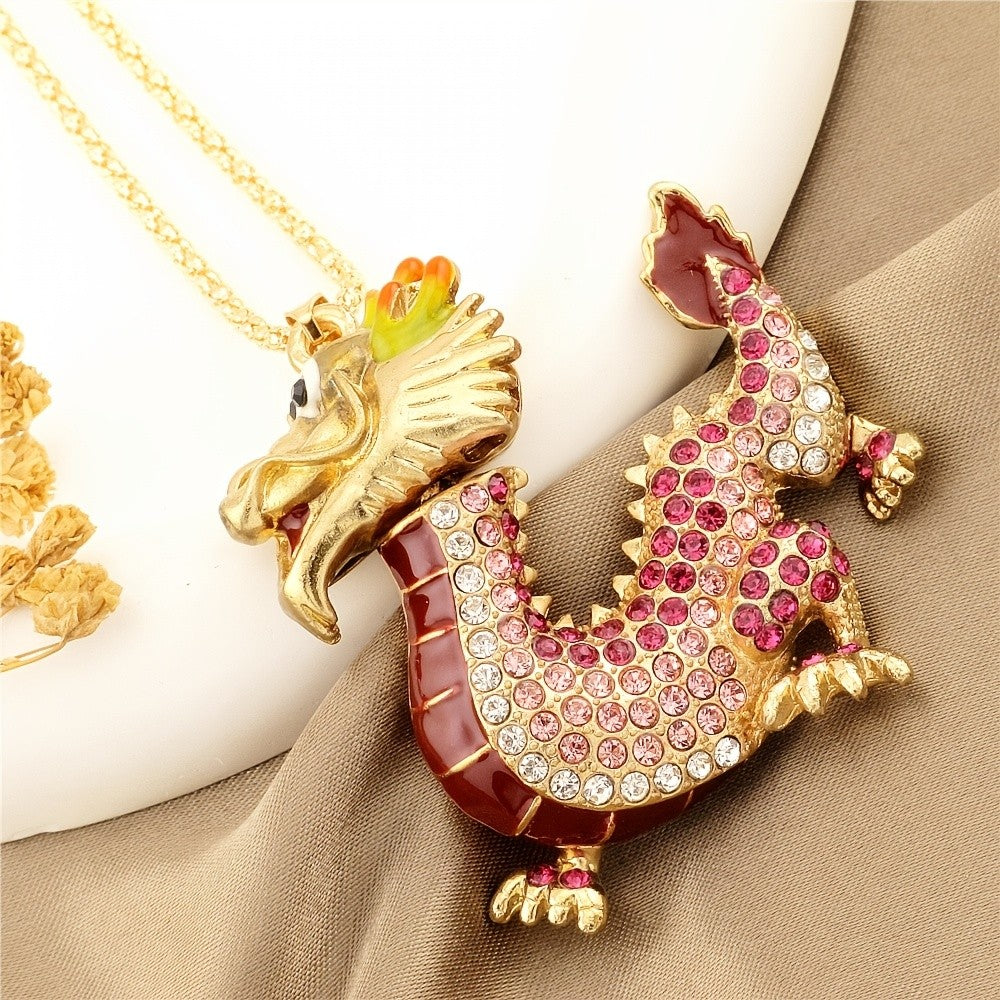 Regal Red Dragon Pendant Necklace