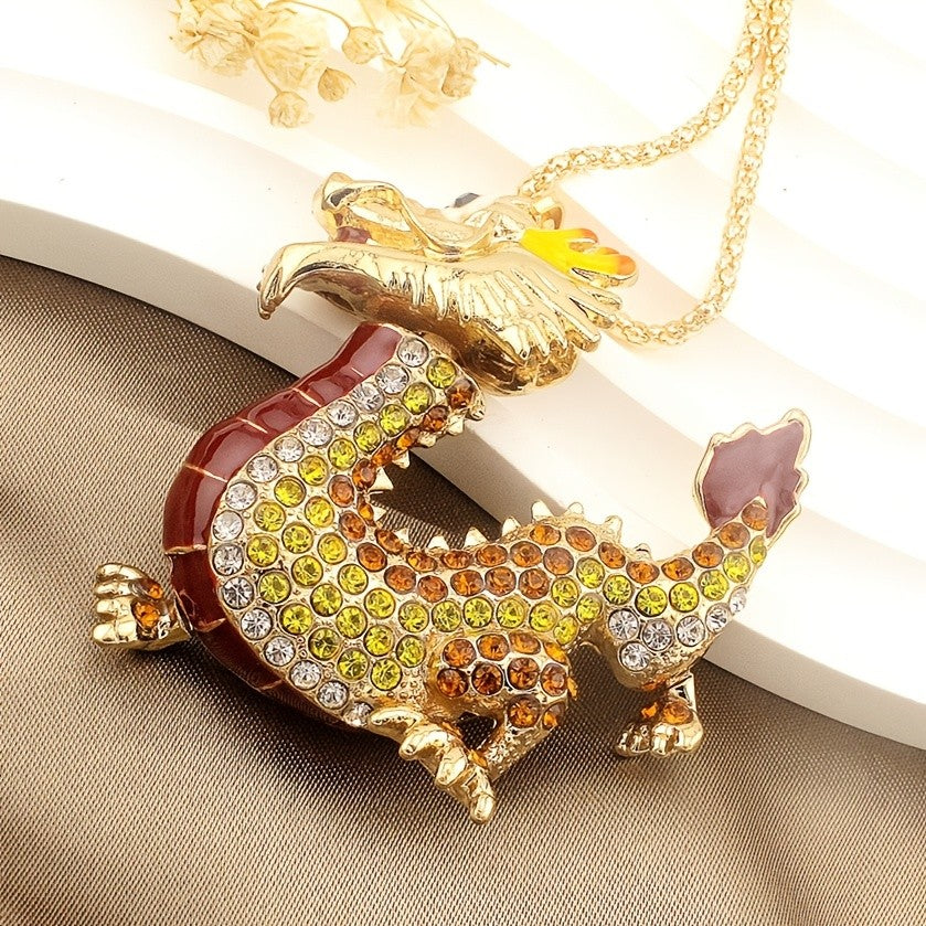 Regal Red Dragon Pendant Necklace