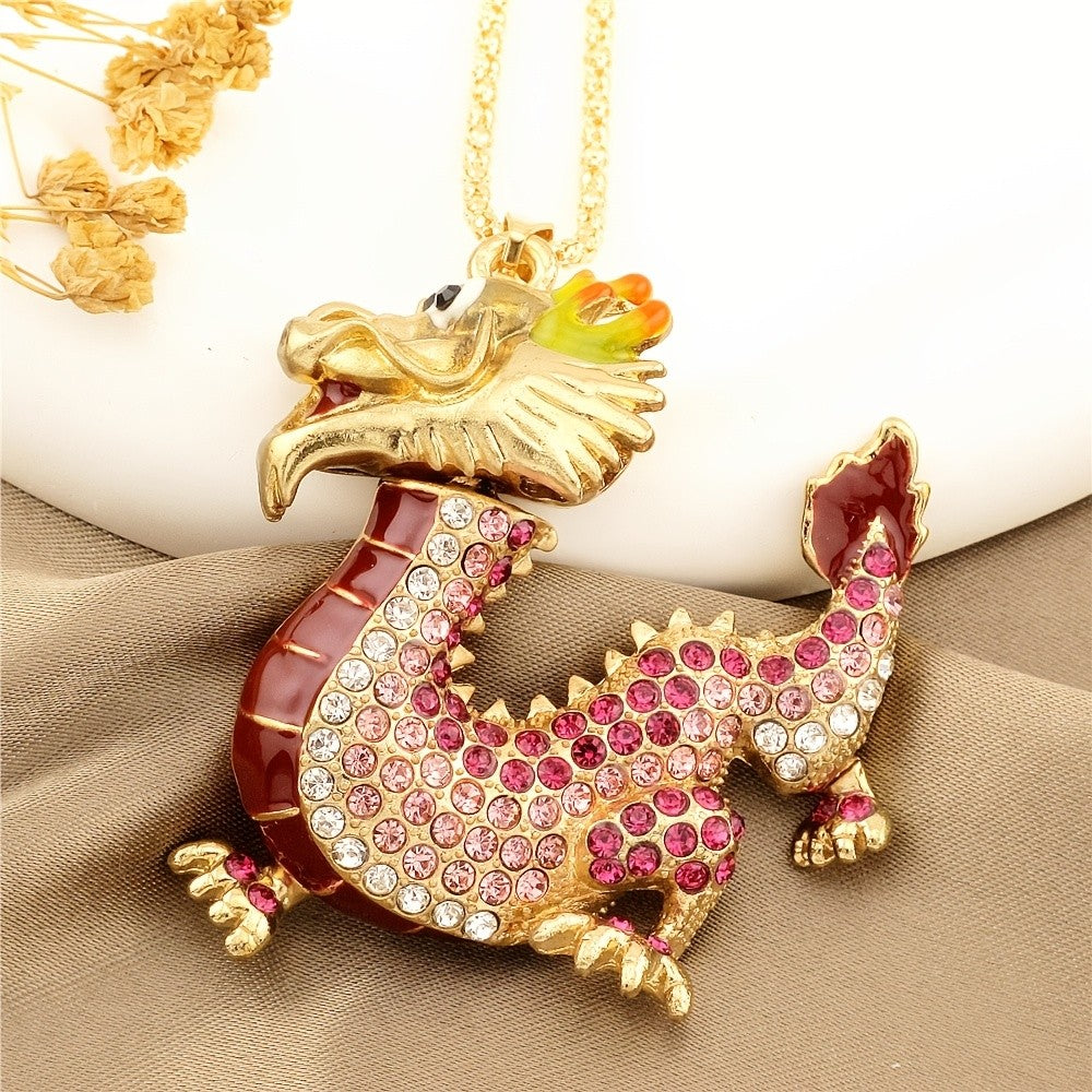 Regal Red Dragon Pendant Necklace