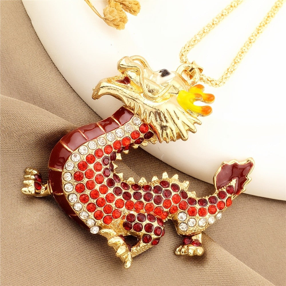 Regal Red Dragon Pendant Necklace