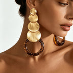Bold Stacked Disc Drop Earrings