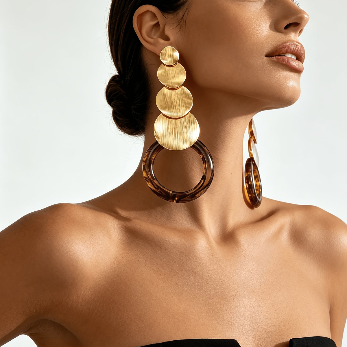 Bold Stacked Disc Drop Earrings