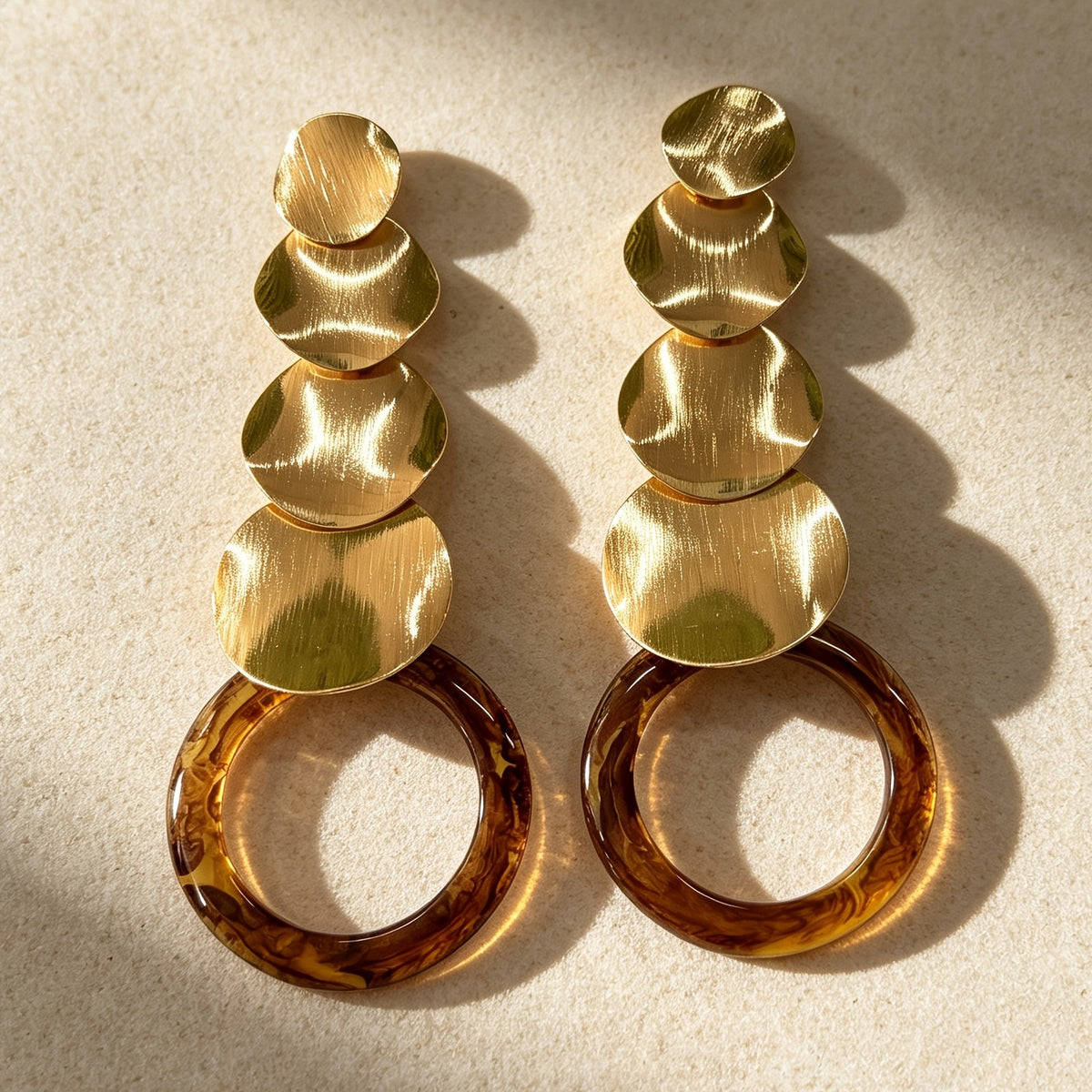 Bold Stacked Disc Drop Earrings