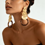 Bold Stacked Disc Drop Earrings