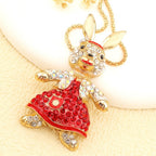 Whimsical Rabbit Glass Necklace