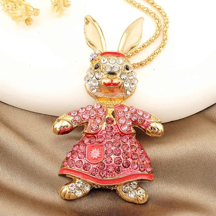 Whimsical Rabbit Glass Necklace