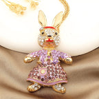 Whimsical Rabbit Glass Necklace