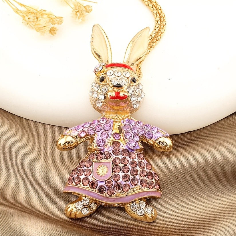 Whimsical Rabbit Glass Necklace