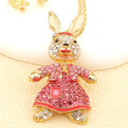 Whimsical Rabbit Glass Necklace