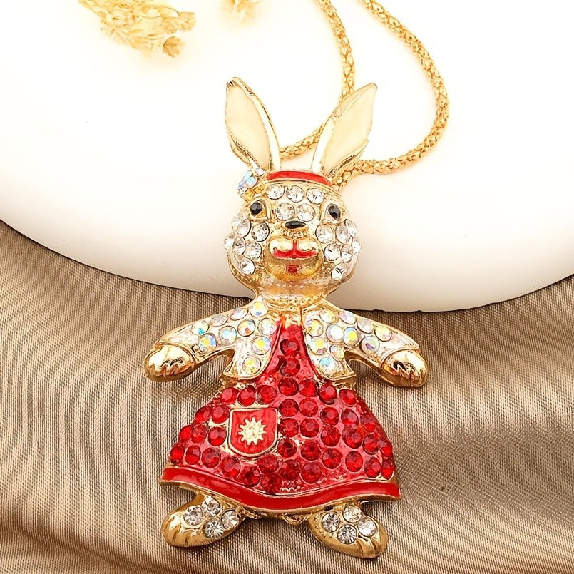 Whimsical Rabbit Glass Necklace