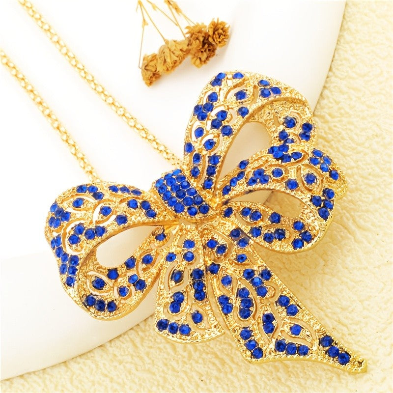 Luxe Bow Glass Pendant Necklace