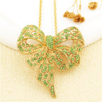 Luxe Bow Glass Pendant Necklace