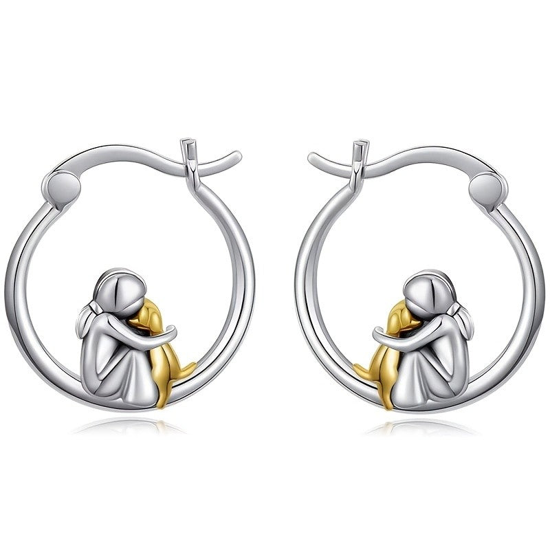 Whimsical Two Tone Prayer Hoop Earrings