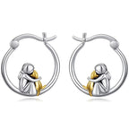 Whimsical Two Tone Prayer Hoop Earrings