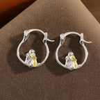 Whimsical Two Tone Prayer Hoop Earrings