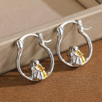 Whimsical Two Tone Prayer Hoop Earrings