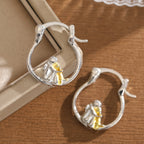 Whimsical Two Tone Prayer Hoop Earrings