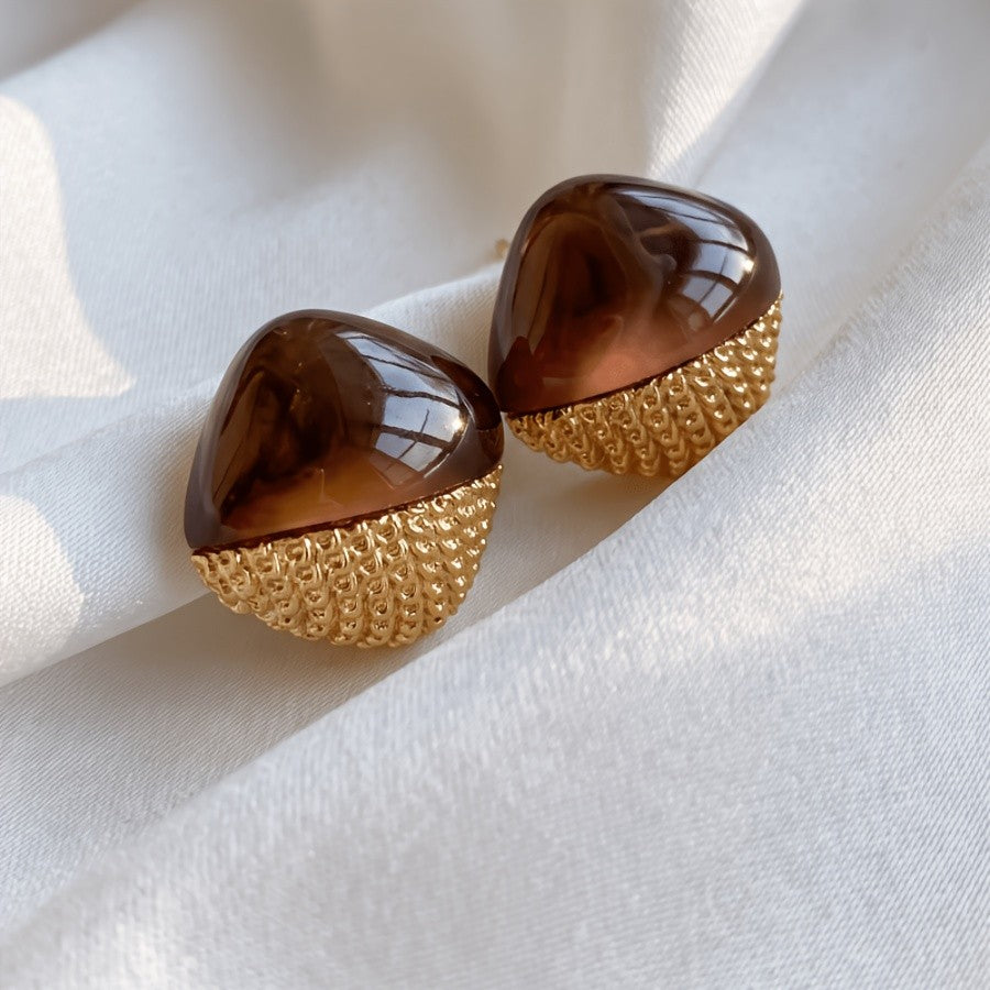 Elegant Amber Textured Stud Earrings