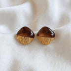Elegant Amber Textured Stud Earrings