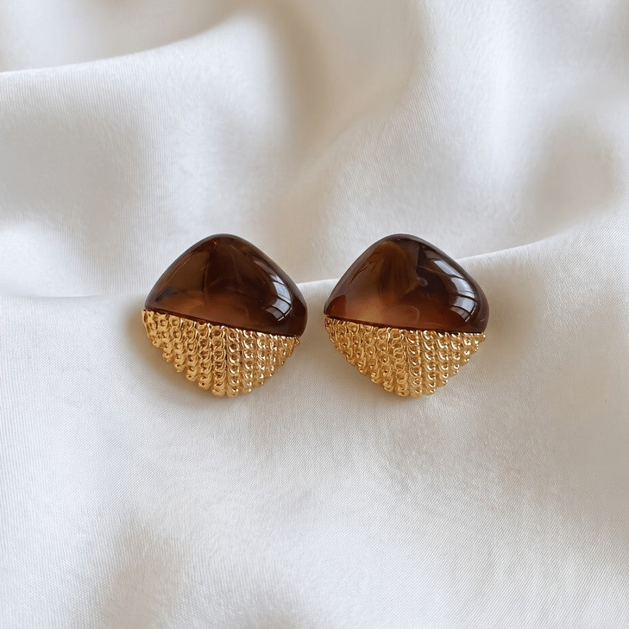 Elegant Amber Textured Stud Earrings