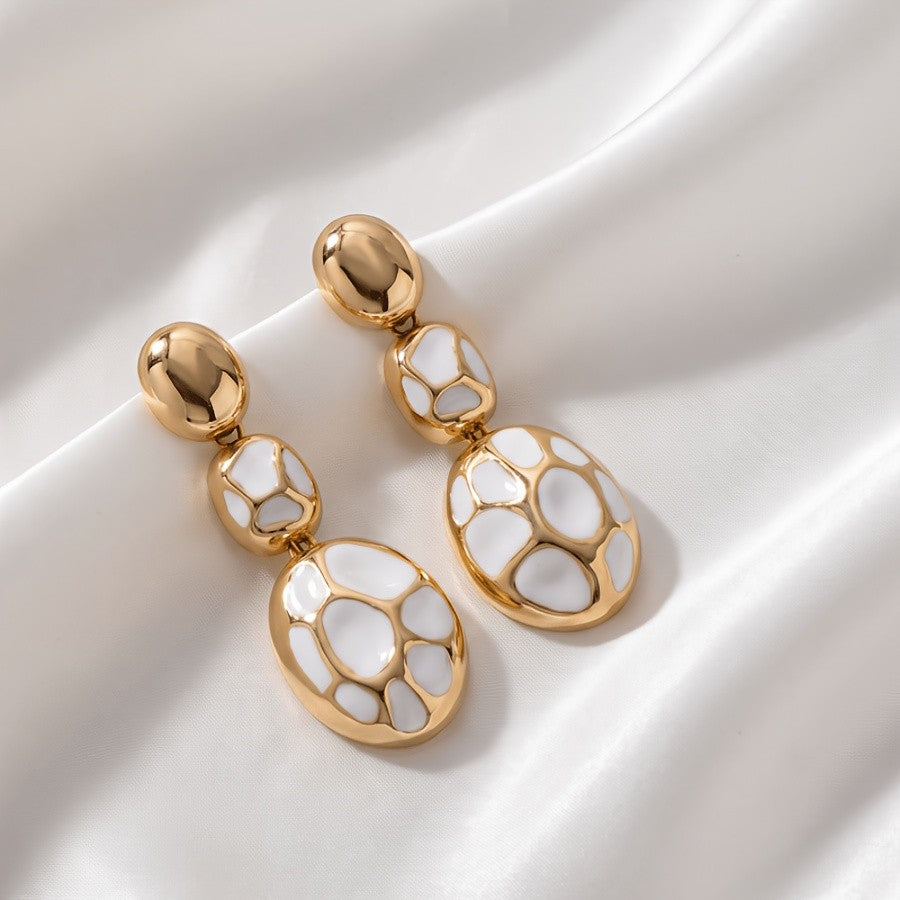 Bold Mosaic Oval Drop Earrings