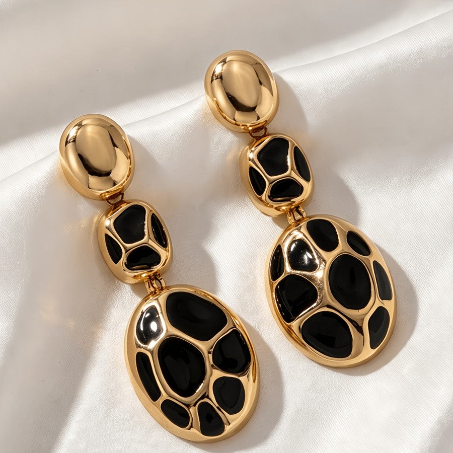 Bold Mosaic Oval Drop Earrings