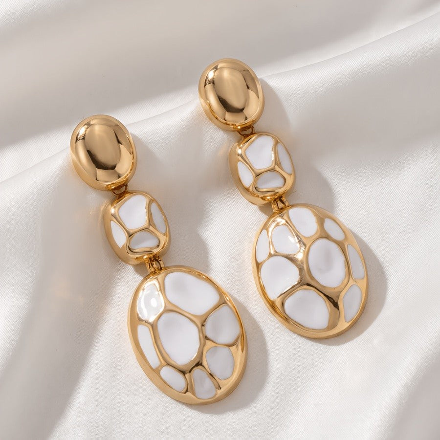 Bold Mosaic Oval Drop Earrings