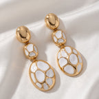 Bold Mosaic Oval Drop Earrings
