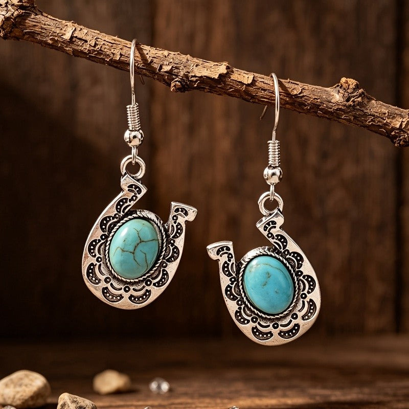 Boho Turquoise Filigree Drop Earrings