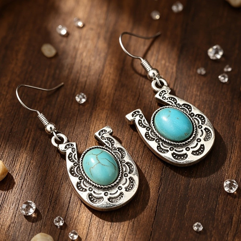 Boho Turquoise Filigree Drop Earrings