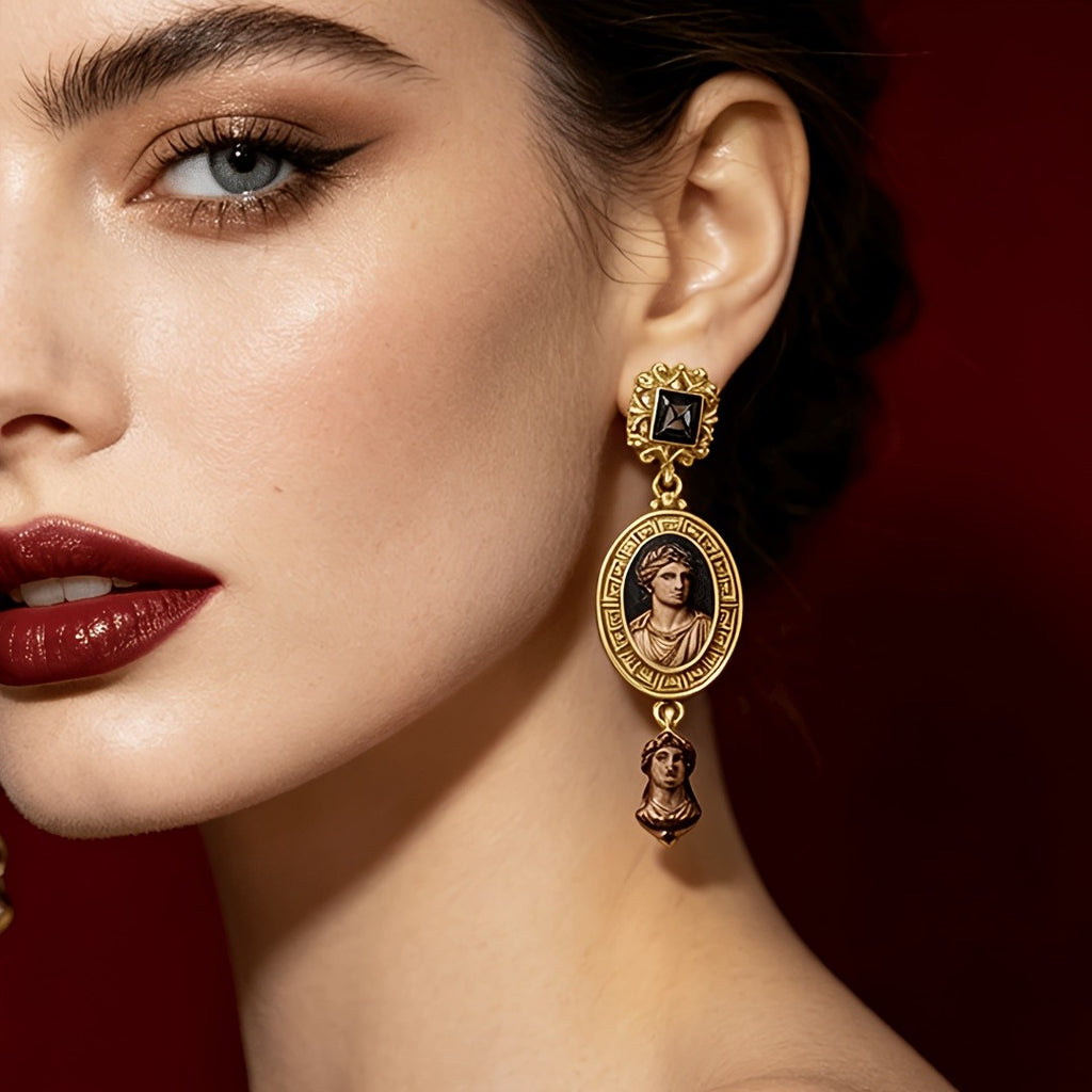 Classical Cameo Portrait Drop Earrings