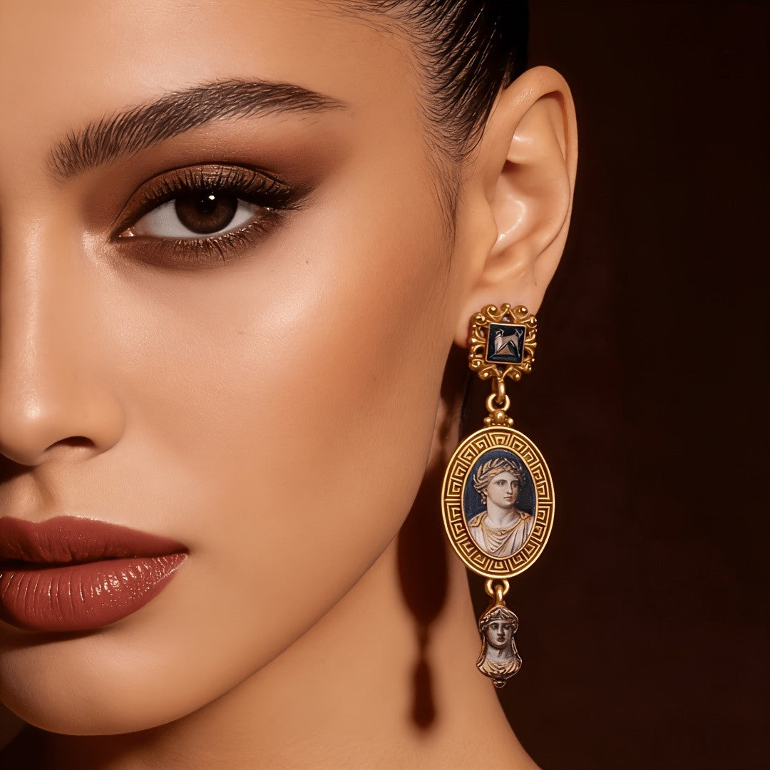 Classical Cameo Portrait Drop Earrings