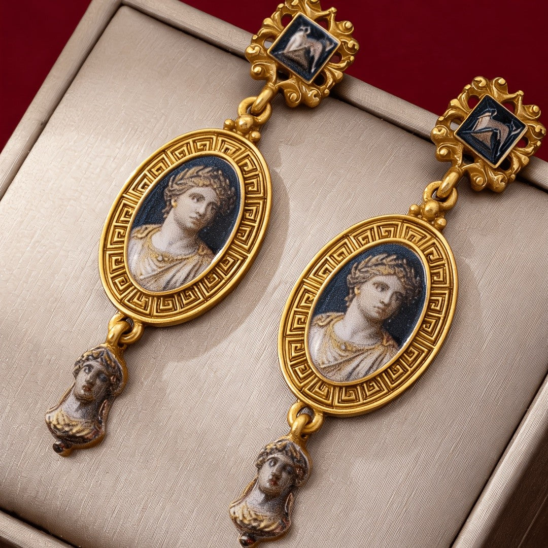 Classical Cameo Portrait Drop Earrings