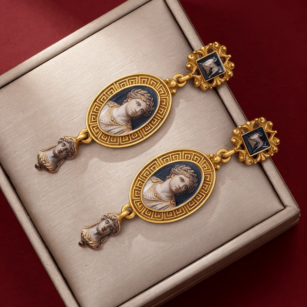 Classical Cameo Portrait Drop Earrings