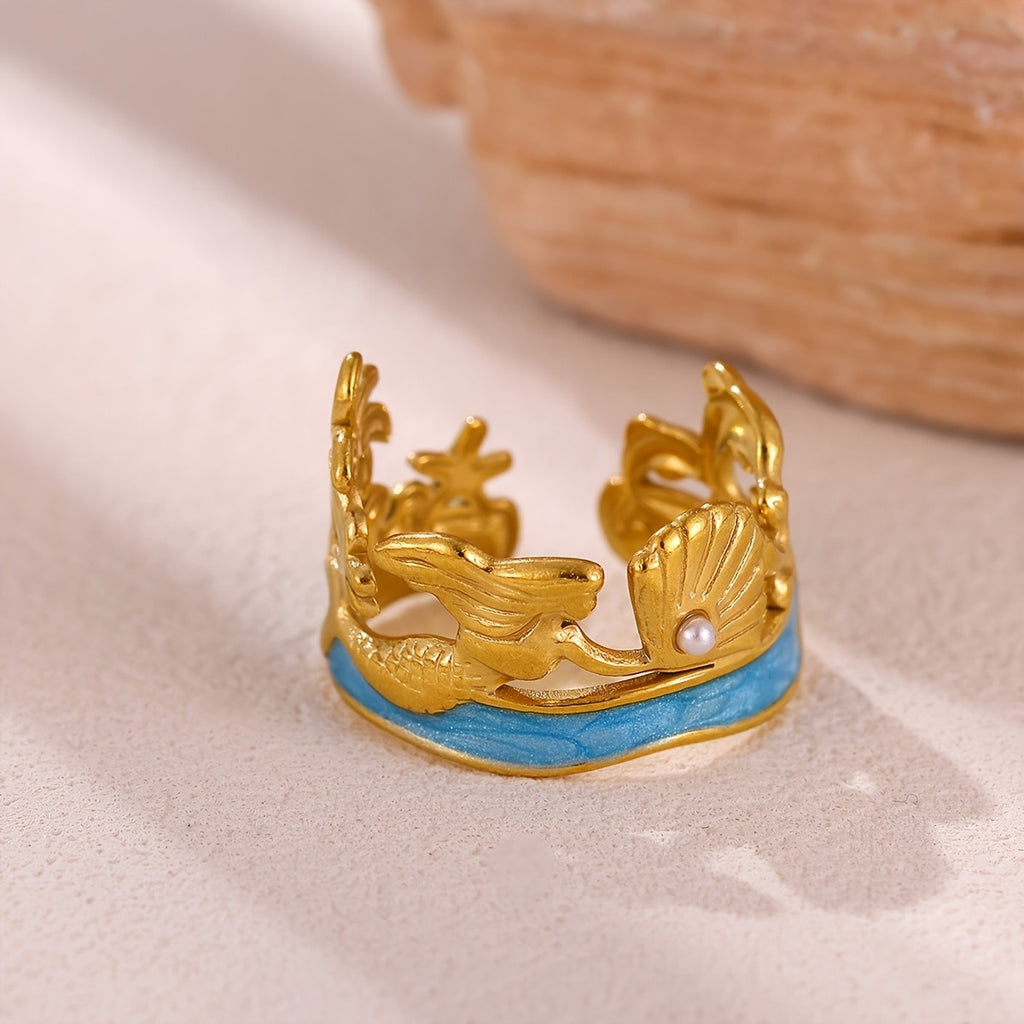 Whimsical Mermaid Shell Ring