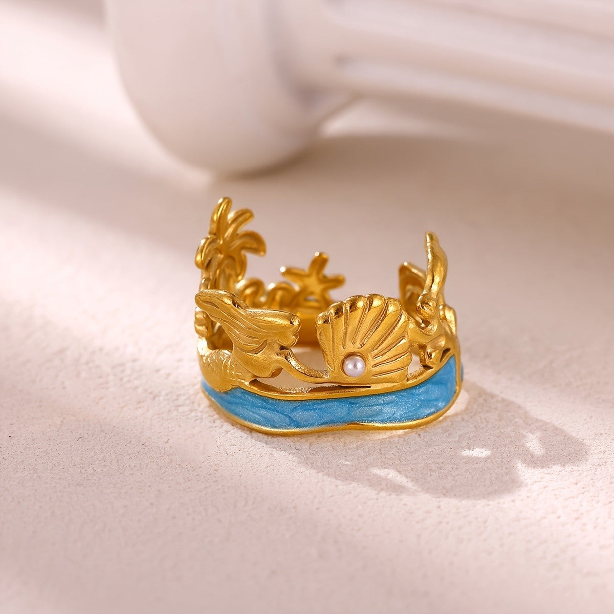 Whimsical Mermaid Shell Ring